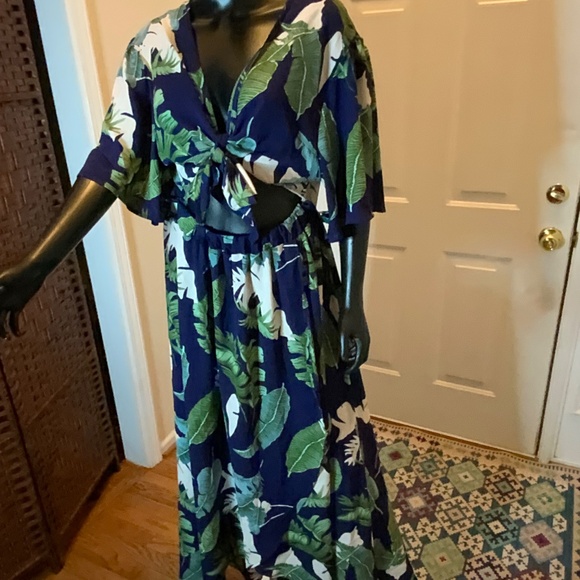 Shein WomenTropical print High Low Maxi Dress - Picture 6 of 7